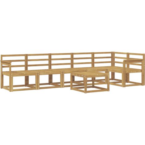 Outdoor Sofa Set 7 pcs White Solid Acacia Wood vidaXL (1/5)