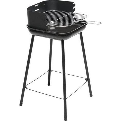 Centrale Brico – Barbecue charbon sur pied 55x55cm – Acier émaillé – Grille réglable pour cuisson horizontale – Moins de 6 convives