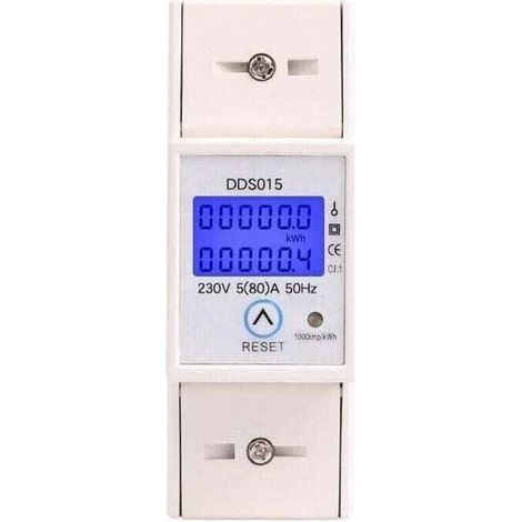 Sous compteur électrique monophasé 80A max modulaire, Simple tarif, Affichage LCD, Remise a zéro partielle (1/4)