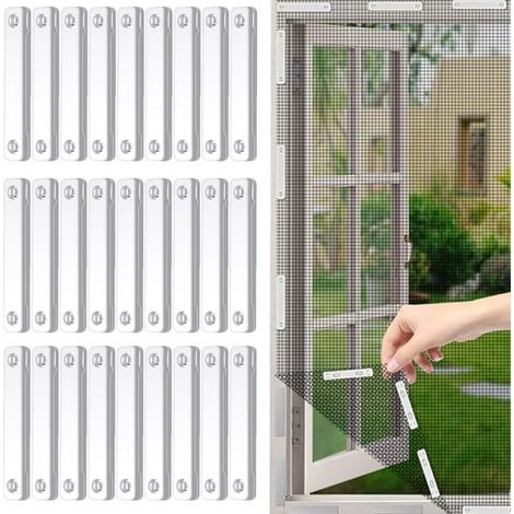 28pcs Magnetic Window Clips, Self-Adhesive Anti-Mosquito Mounts, Easy Install, White (1/5)
