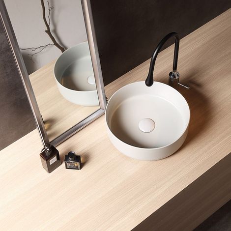 Lavabo Da Appoggio Rotondo In Ceramica 35,5Cm