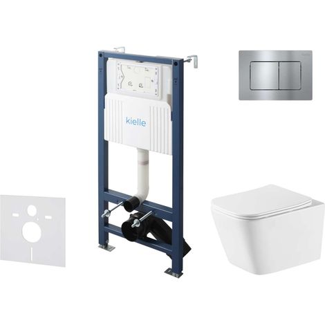 kielle Genesis New - Set Vorwandinstallation, WC Arkas I, Vortex Rimless+, Softclose-Sitz und Betätigungsplatte Gemini New III, Hochglanzchrom 30528SS80 (1/5)