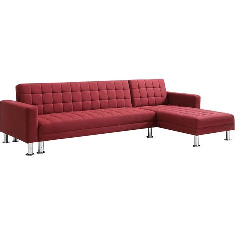 Canapé d'angle convertible et réversible en tissu rouge WILLIS II (1/5)