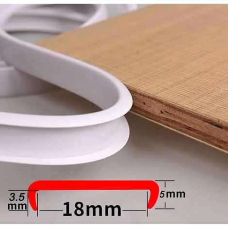 Bande de protection autocollante en PTE flexible en forme de U pour bords de meubles - pour réparation d'armoires et restauration de meubles (16 mm x 3 m, blanc) (1/4)
