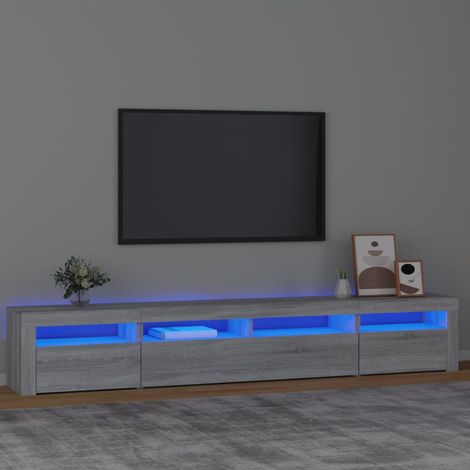 Meuble TV Banc TV Armoire TV avec lumières LED Sonoma gris 240x35x40 cm