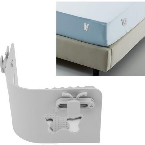 [Bettlakenhalter] Rutschfeste Eckclips mit Verriegelungssystem für Spannbettlaken, 4 Stück aus grauem Kunststoff, fester und stabiler Halt (1/5)