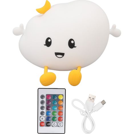 Veilleuse tactile nuage LED avec télécommande et support téléphone, design apaisant sans éblouissement, rechargeable USB, idéale pour chambre (1/5)
