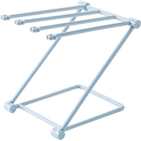 Porte-torchons bleu à 4 barres, pliable et réglable, vertical, pour la cuisine et la maison. (1/4)