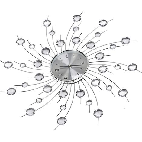 Dekorative Wanduhr aus Metall und Kristall, schlichtes Design, große Retro-Uhr aus Kristall für Wohnzimmer, Badezimmer und Küche (1/5)
