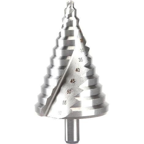 Foret étagé 6-60 mm, queue de 11,5 mm, foret à rainure hélicoïdale en acier rapide pour bois, plastique et tôle