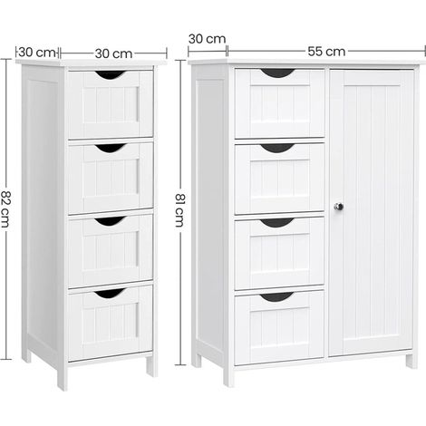 Mobiletto da bagno 30 x 30 x 82 cm mobile contenitore con cassetti stile moderno per bagno soggiorno cucina bianco 120006491
