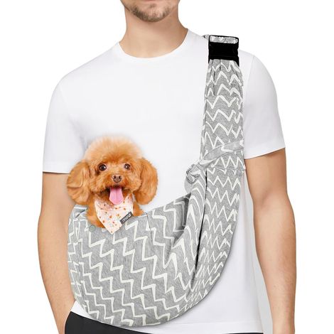 1 Sac de Transport pour Chien, Réversible, Bandoulière Réglable, Crochet de Collier, Coton et Polyester (1/5)