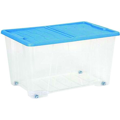 Contenitore Multiuso Masterbox Colore Trasparente/Blu Art.521 - cm.57x39x32h. - lt.50 - 11 pz