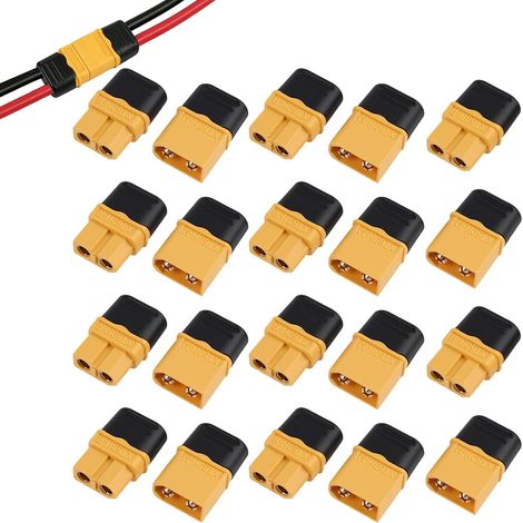 10 Paires XT60H Version améliorée Connecteurs XT60H Male Femelle avec couvercles Gaine pour Batteries LiPo RC, Drones, Avions, Voitures, véhicules (1/5)
