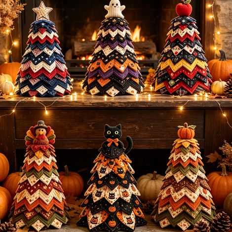 Collection de courtepointes sapin de Noël : des motifs amusants et uniques pour une décoration festive - Ensemble de courtepointes sapin de Noël - Petit Fantôme (1/5)