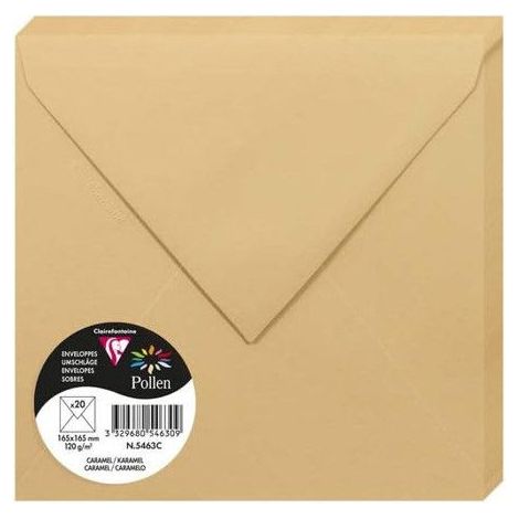 Enveloppe - CLAIREFONTAINE - Pollen - 120g - 165x165 mm - Caramel - Paquet de 20 (1/3)