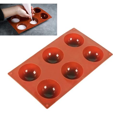 Moules à dessert demi-sphère à 6 cavités en gel de silice alimentaire, pour la confection de gâteaux à la maison. (1/5)