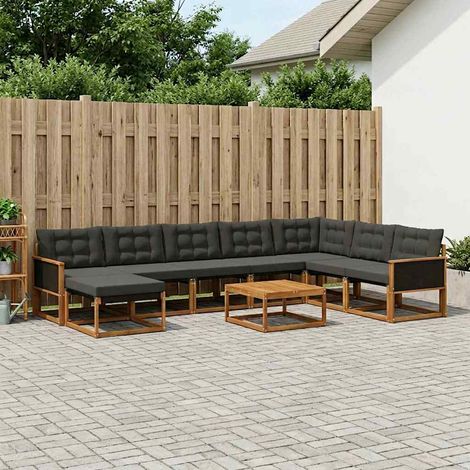 vidaXL Outdoor-Sofagarnitur mit Kissen 9 pcs Natürlich und Schwarz (1/5)