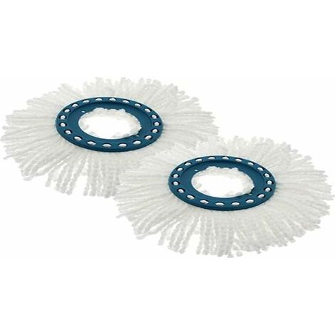Pack of 2 Clean Twist Disc Mop Replacement Heads Ideal for Tile & Stone Floors Water & Dirt Absorbing Microfiber Replacement Mops White (1/5)