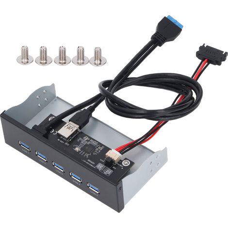 Frontseitiger USB-Hub mit 5 USB 3.2 Gen 1-Anschlüssen und einem 5,25-Zoll-19-Pin-Laufwerk, kompatibel mit Windows 7, 8, 10, 2003, OS X und Linux. (1/5)