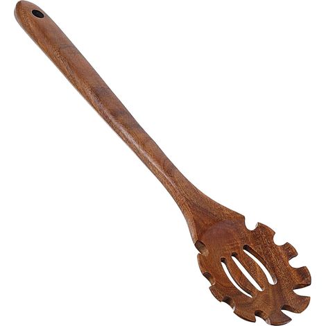Cuillère à pâtes avec dents - Cuillère à spaghetti en bois - Cuillère à pâtes avec dents - Résistante à la chaleur - Cuillère à pâtes de qualité alimentaire (1/5)