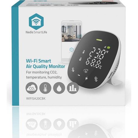 Nedis SmartLife Luftqualitätsmonitor schwarzweiß