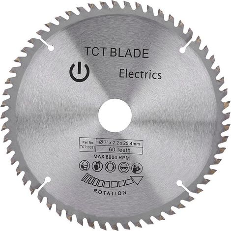 7 "60 Dents Lame de Scie Précision Circulaire à Bois de Finition, Disque de Coupe de Carbure de pour Acier, Aluminium, Bois, Plastique (1/5)
