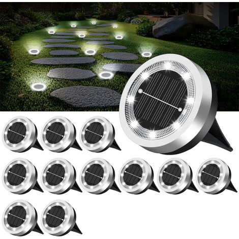 Solar-Bodenleuchten, 12er-Pack, wasserdichte Solar-Außenstrahler, Solarbeleuchtung für Terrasse, Einfahrt, Weg, Rasen, Hof, Pool (Kaltweiß) (1/5)