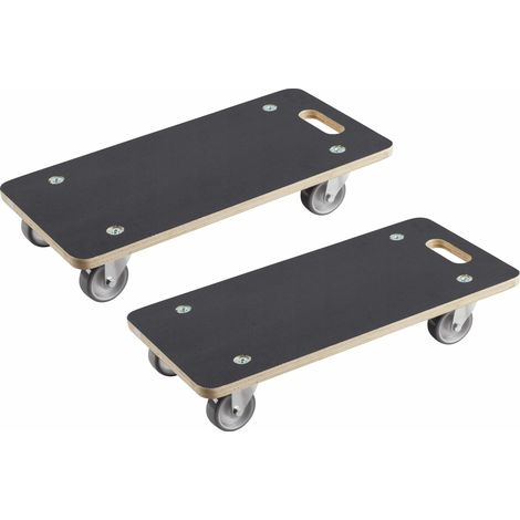 Metafranc Transportroller 590 x 290 mm - 2 Stück - 200 kg Tragkraft - Siebdruckplatte mit PU-Rädern (1/4)