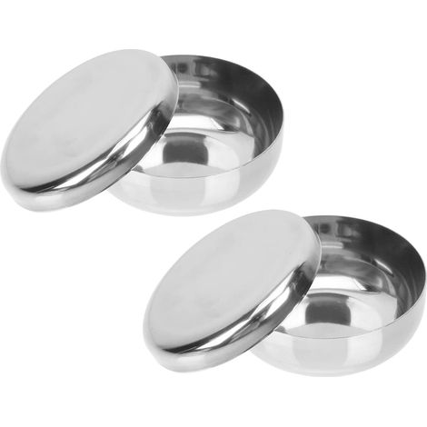 Lot de 2 bols riz inox enfants – 10 cm, avec couvercle, pour soupe, salade, pâtes