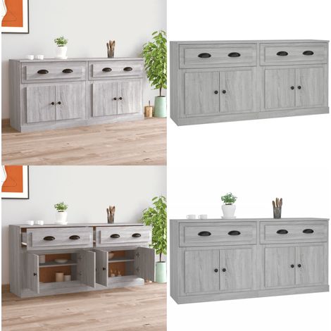 Aparadores 2 piezas madera contrachapada gris Sonoma - Aparadores de madera contrachapada - Aparadores para casa