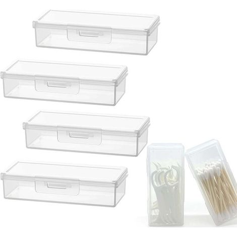 Reise-Wattestäbchenhalter mit staubdichtem Deckel, transparenter Aufbewahrungsbox, tragbarer Spender für Wattestäbchen (4er-Pack) (1/5)