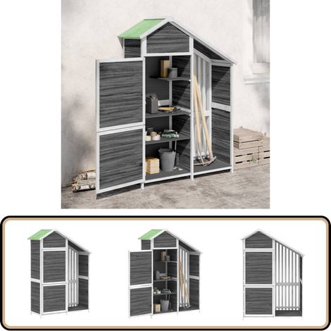 Abri à outils de jardin gris 120x53,5x170 cm bois massif pin - Abri De Jardin - Cabane De Jardin - Rangement Exterieur - Outillage - Stockage Jardin