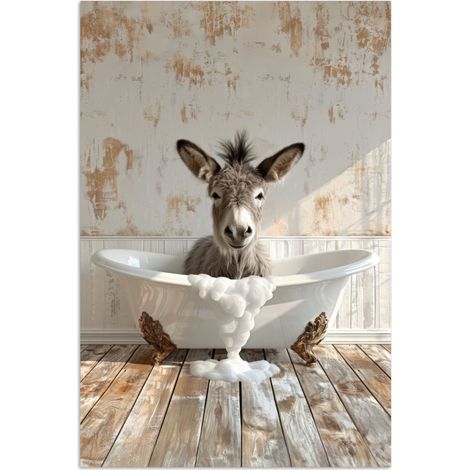 POSTER Asino - Animali - Vasca da bagno - Schiuma 20x30 cm (1/4)