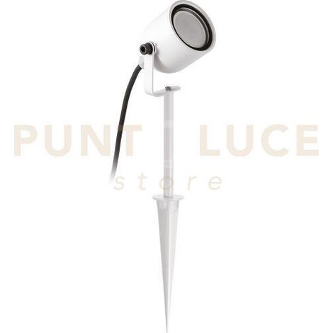 GES2280 PROIETTORE CON PICCHETTO 1 LUCE ATTACCO GU10 IN ALLUMINIO E VETRO BIANCO OPACO H.40CM