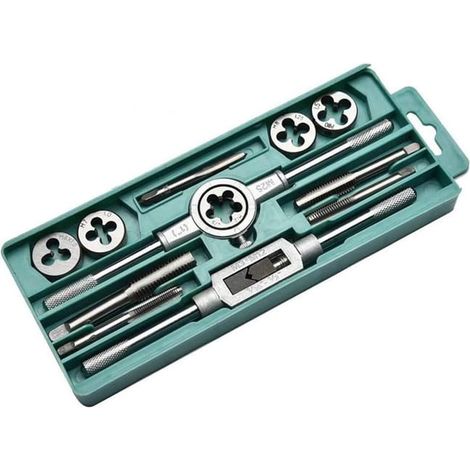 Kit de Taraudage Manuel 12 Pièces avec Tarauds Filières et Clés Métrique M3 à M12 pour Filetage Interne et Externe (1/5)