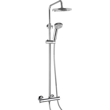 Chrome Round Overhead Thermostatic Rigid Riser Shower Kit