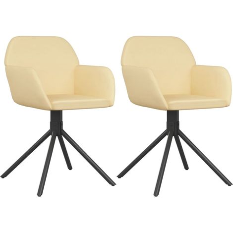 Esszimmerstühle 2 Stk. Drehbar Creme Samt vidaXL (1/5)