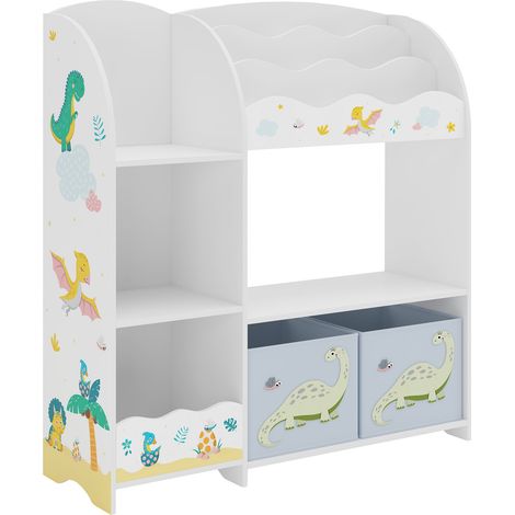 Scaffale dal design senza tempo per soggiorno camera da letto mobiletto per bambini con motivo a dinosauri 100 x 93 x 30 cm bianco 030011207