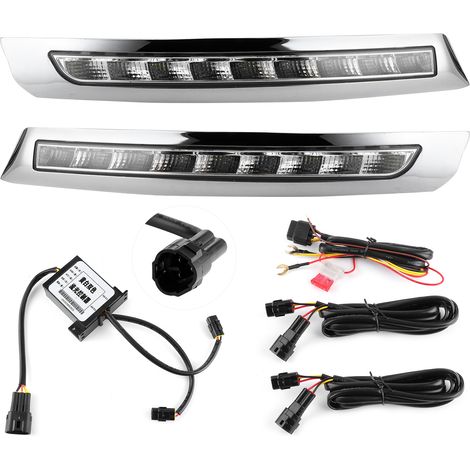 Paar weiße LED-Tagfahrlichter mit gelben Blinkern und Nebelscheinwerfern, kompatibel mit XC90 2007-2013 (1/3)