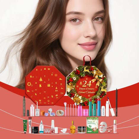 Coffret surprise beauté de Noël tout-en-un : maquillage, soins de la peau, hydratation, soins quotidiens, plusieurs coffrets surprises beauté -- 24BOXES -- DTEKGAZ (1/5)