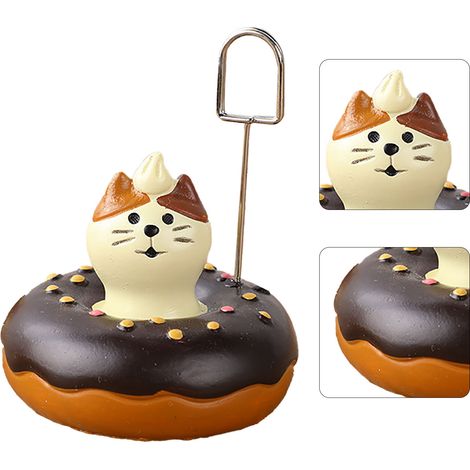 Porte-messages en résine représentant un adorable petit animal levant la main, décoration de bureau, porte-cartes de visite, porte-photos, en forme de donut. (1/3)