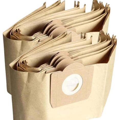 Lot de 10 Sacs droits Aspirateur pour WD3 WD2, compatible avec WD6 WD5 WD4, WD3200 WD3500P, A2204 A2534, SE4001 SE4002 SE5.100 SE6.100. Papier Kraft 100% Recyclé et Compostables (1/5)