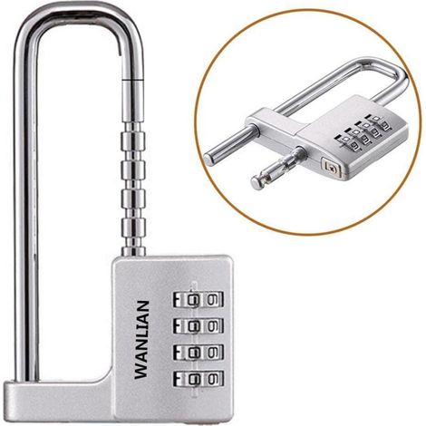 Zahlenschloss Vorhängeschloss 4-stellig zurücksetzbar für Outdoor, Sport, Werkzeugkasten, Silber