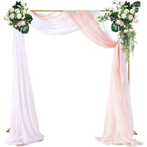 3,0 x 3,0 m Hochzeitsbogen Eckig Blumenrahmen, Einstellbar Hintergrundständer Gold Metall Traubogen Hochzeit mit Basis, Tragbar Rohr und Drapier Gartenbogen für Geburtstags Partys Bankett Dekorationen