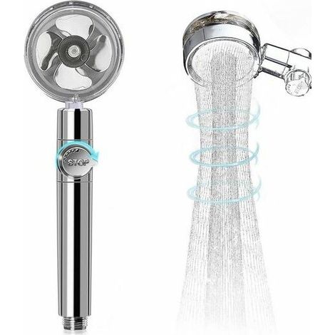 Pommeau de douche, Douchette,Pommeaux Booster, Pommeaux d'arrosage, Pommeau de douche amovible turbo haute pression, Argent, KINSI