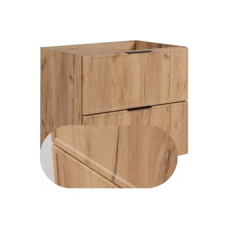Rodan Waschbeckenunterschrank Slim 60 cm, Braun, 46 x 60 x 57 cm, wandhängend, 3 Grifffarben inklusive, feuchtraumgeeignet