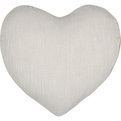 Coussin cœur rayures poly-coton Naturel 45x45 cm (1/5)