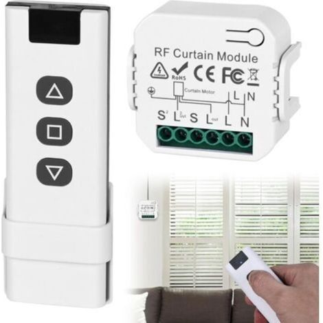 Funk-Rollladen-Steuerungssatz: Intelligenter Schalter kompatibel mit 230-V-Funkschalter für Rollläden, Jalousien, Markisen, inklusive RF-Fernbedienung + Empfängermodul