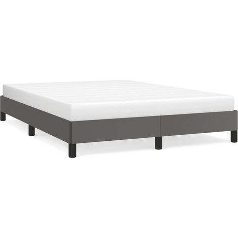 Lit double  Lit adulte  Cadre de lit sans matelas gris 140x190 cm similicuir (1/5)